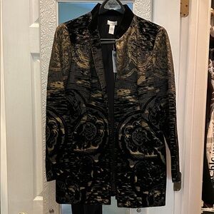Chico's Black and Gold Patterned Blazer
